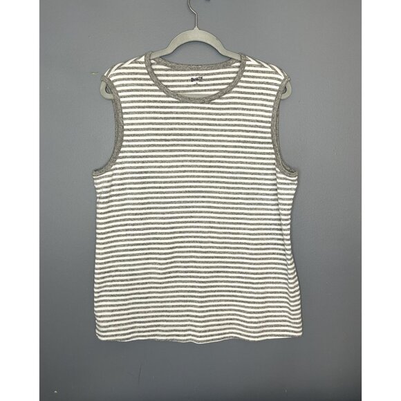Duluth Trading Co Shirt Womens XL Gray White Striped Sleeveless Tank Top Casual - Picture 11 of 12